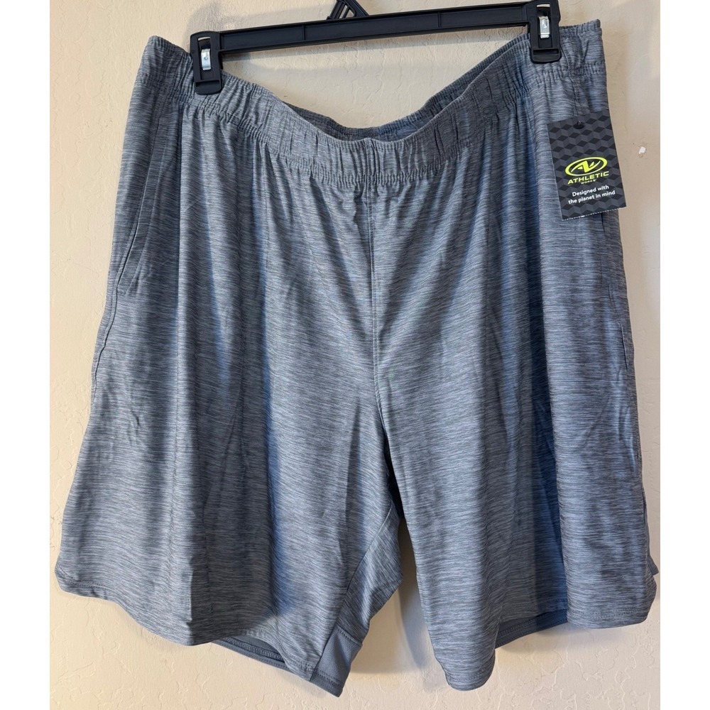 Athletic Works Shorts Men 2XL Grey Active Knit Jersey Performance Athletic NEW